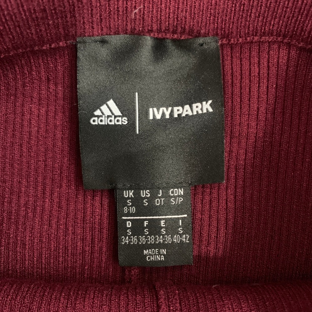 Adidas x Ivy Park ribbed knit skinny leggings in burgundy pink - size s women - Picture 2 of 9